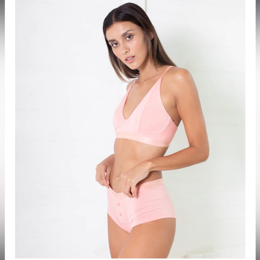 BAMBOO underwear 4pc Organic Lingerie Set in Barbie Pink “Peaches”